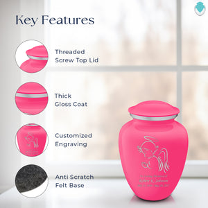 Medium Embrace Bright Pink Angel Cremation Urn