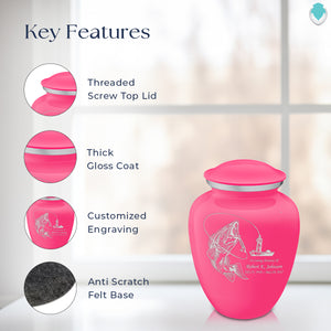 Medium Embrace Bright Pink Fishing Cremation Urn