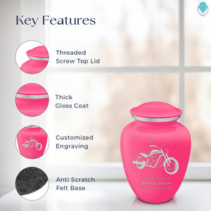 Medium Embrace Bright Pink Motorcycle Cremation Urn