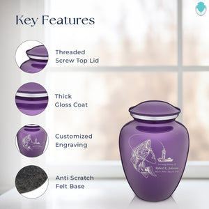 Medium Embrace Purple Fishing Cremation Urn