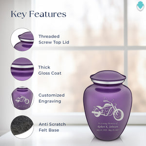 Medium Embrace Purple Motorcycle Cremation Urn