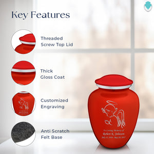 Medium Embrace Bright Red Angel Cremation Urn