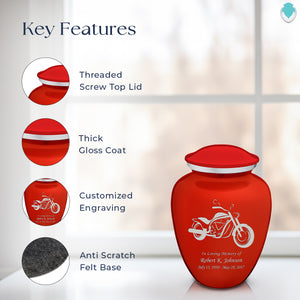 Medium Embrace Bright Red Motorcycle Cremation Urn