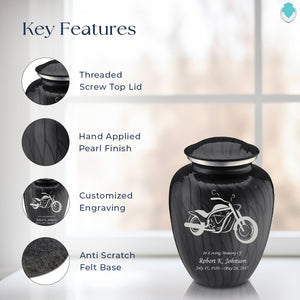 Medium Embrace Pearl Black Motorcycle Cremation Urn