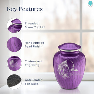 Medium Embrace Pearl Purple Fishing Cremation Urn