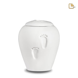 Ivory Baby Footprints Child Urn Eco Pigment