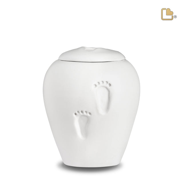 Ivory Baby Footprints Child Urn Eco Pigment