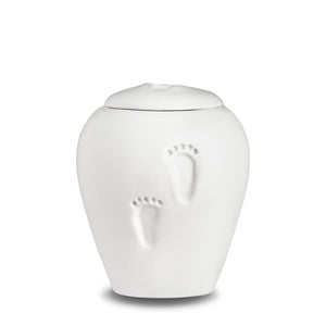 Ivory Baby Footprints Child Urn Eco Pigment