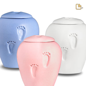 Ivory Baby Footprints Child Urn Eco Pigment