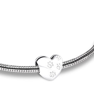 LoveHeartª with Paws Sterling Silver Cremation Bracelet Bead