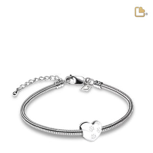 LoveHeartª with Paws Sterling Silver Cremation Bracelet Bead