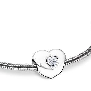 Heart to Heartª Sterling Silver Cremation Bracelet Bead with Clear Crystal