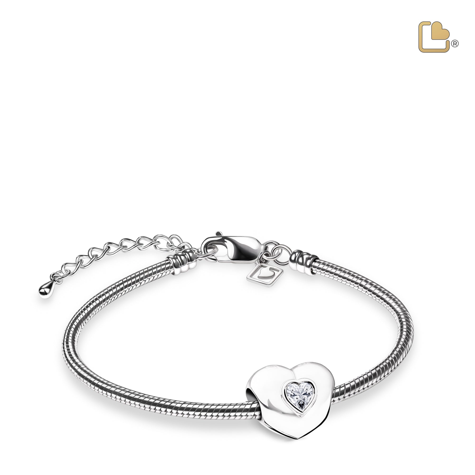 Heart to Heartª Sterling Silver Cremation Bracelet Bead with Clear Crystal