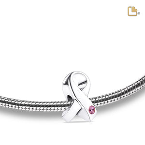 Awarenessª with Pink Crystal Sterling Silver Cremation Bracelet Bead