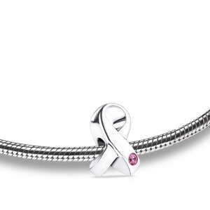 Awarenessª with Pink Crystal Sterling Silver Cremation Bracelet Bead