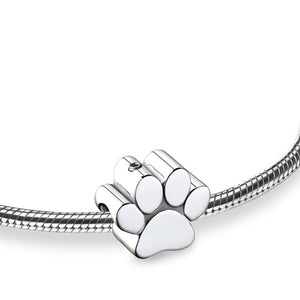 Paw Rhodium Plated Sterling Silver Cremation Bracelet Bead