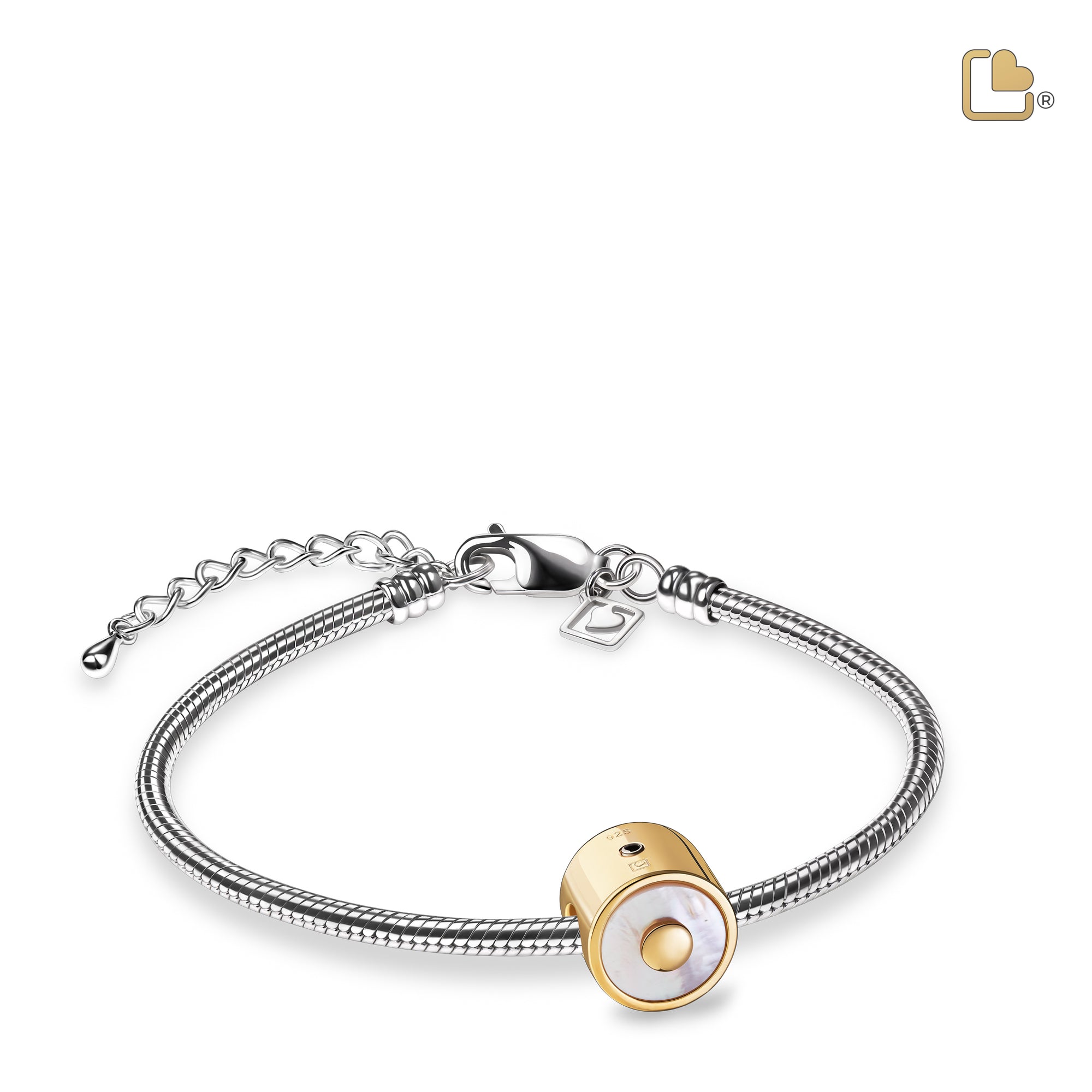 Mother of Pearl Gold Vermeil Cremation Bracelet Bead - COMFORT™ by LoveUrns®