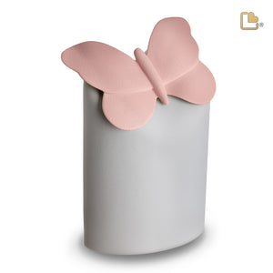 Paradise Butterfly Standard Adult Urn Silver Grey & Pink