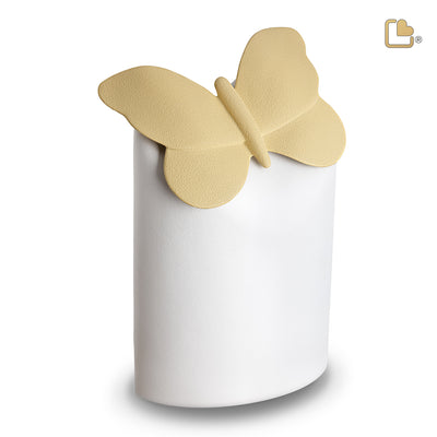 Paradise Butterfly Standard Adult Urn White & Yellow