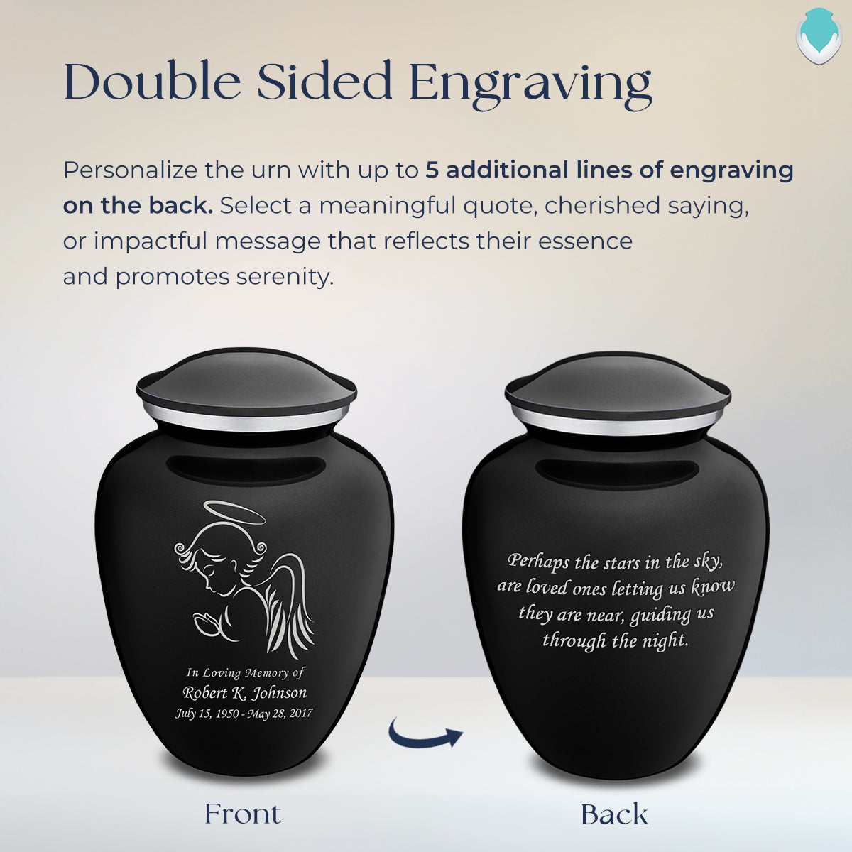 Adult Embrace Black Angel Cremation Urn