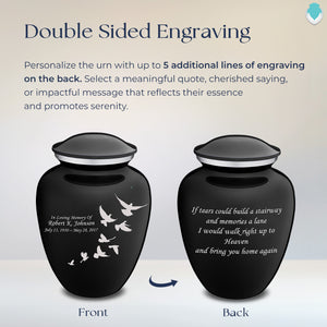 Adult Embrace Black Doves Cremation Urn