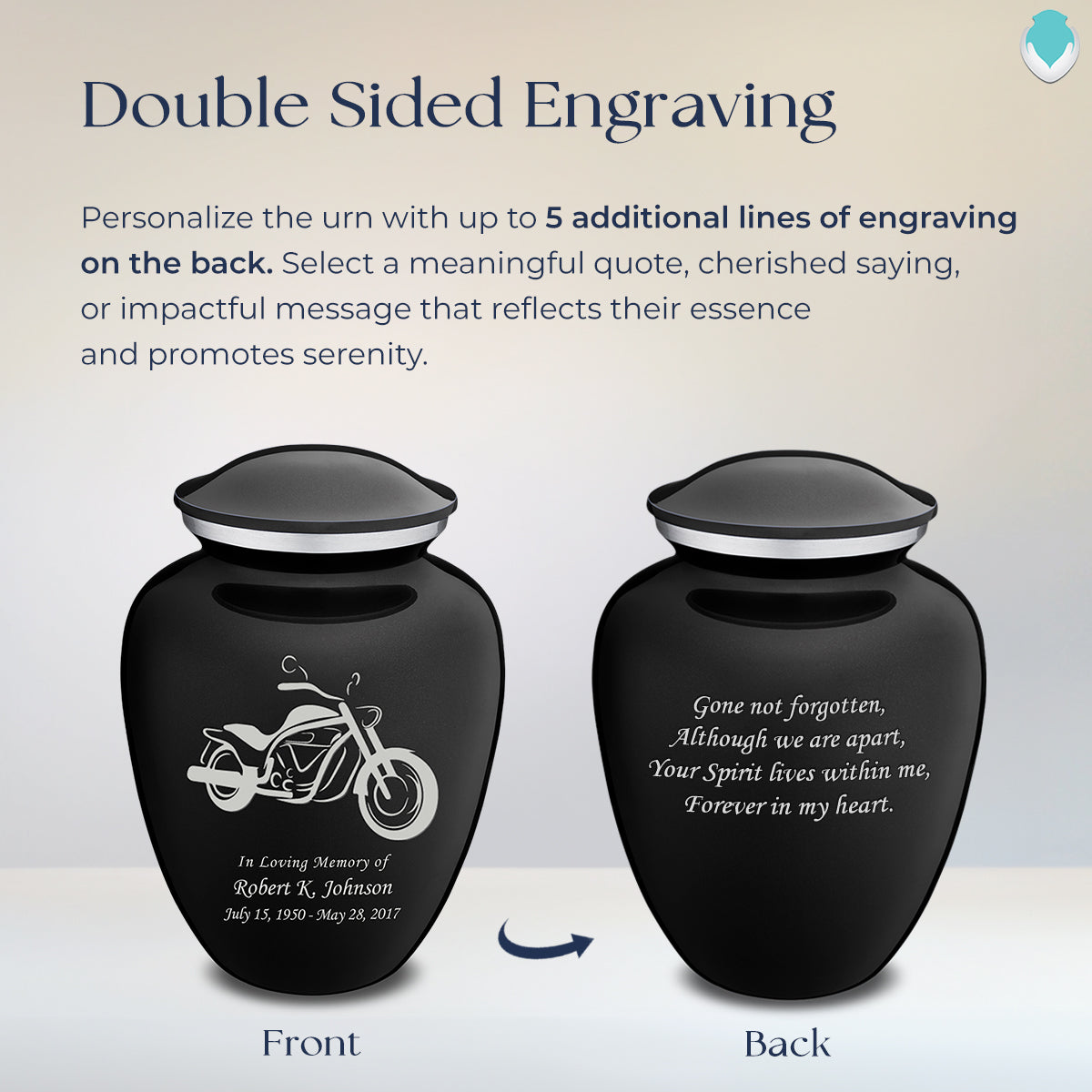 Adult Embrace Black Motorcycle Cremation Urn