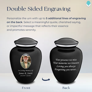 Adult Embrace Black Portrait Cremation Urn