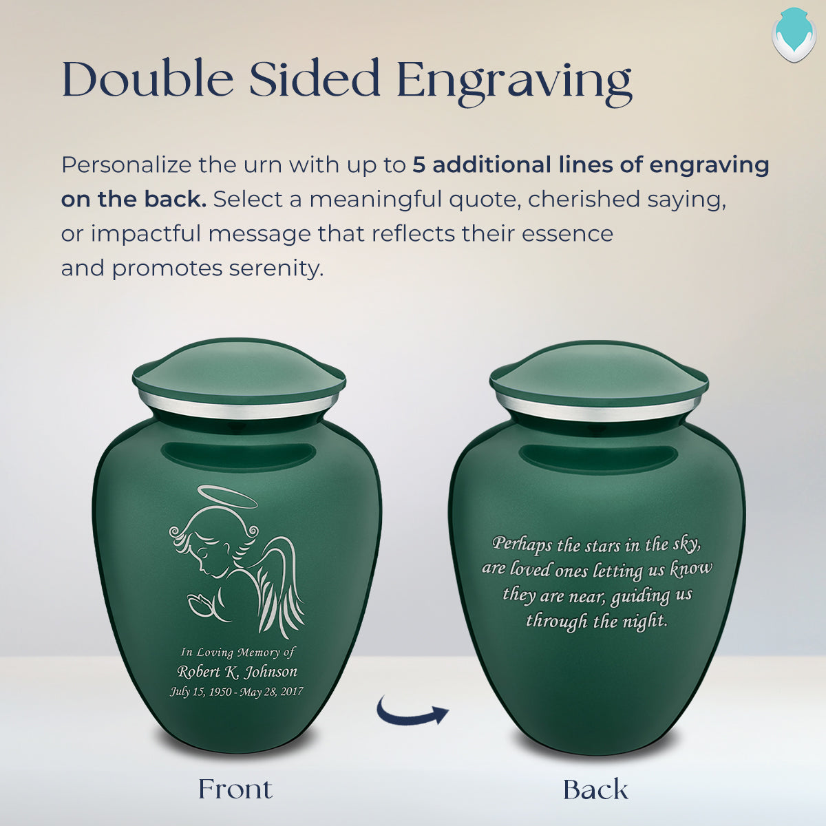 Adult Embrace Green Angel Cremation Urn