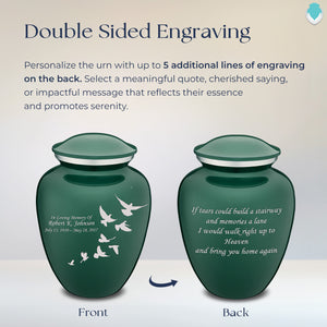 Adult Embrace Green Doves Cremation Urn