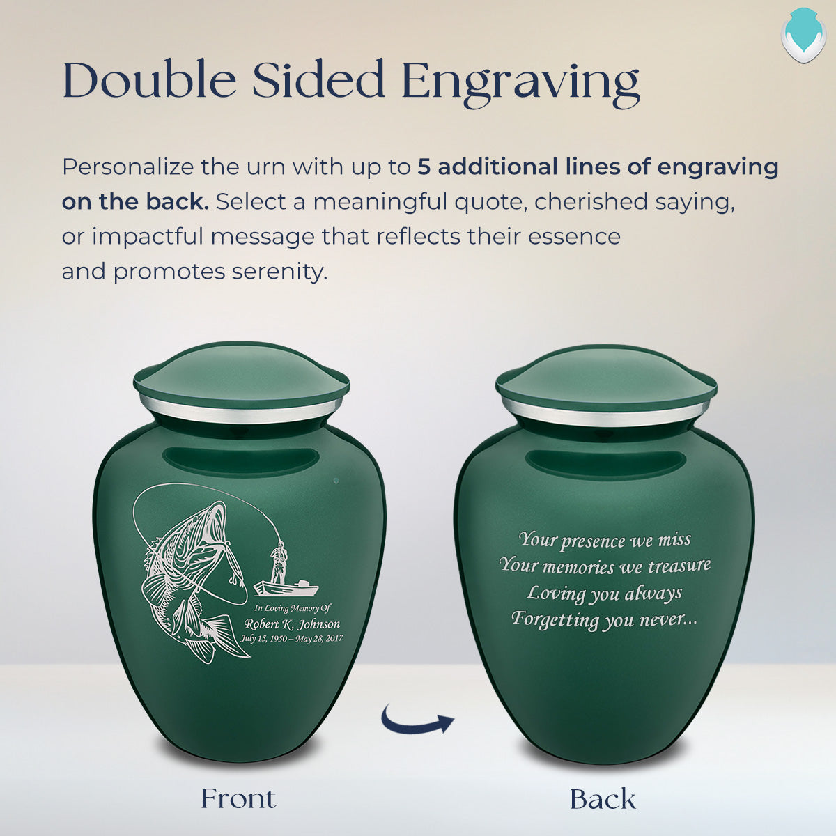 Adult Embrace Green Fishing Cremation Urn