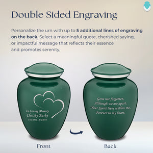 Adult Embrace Green Hearts Cremation Urn