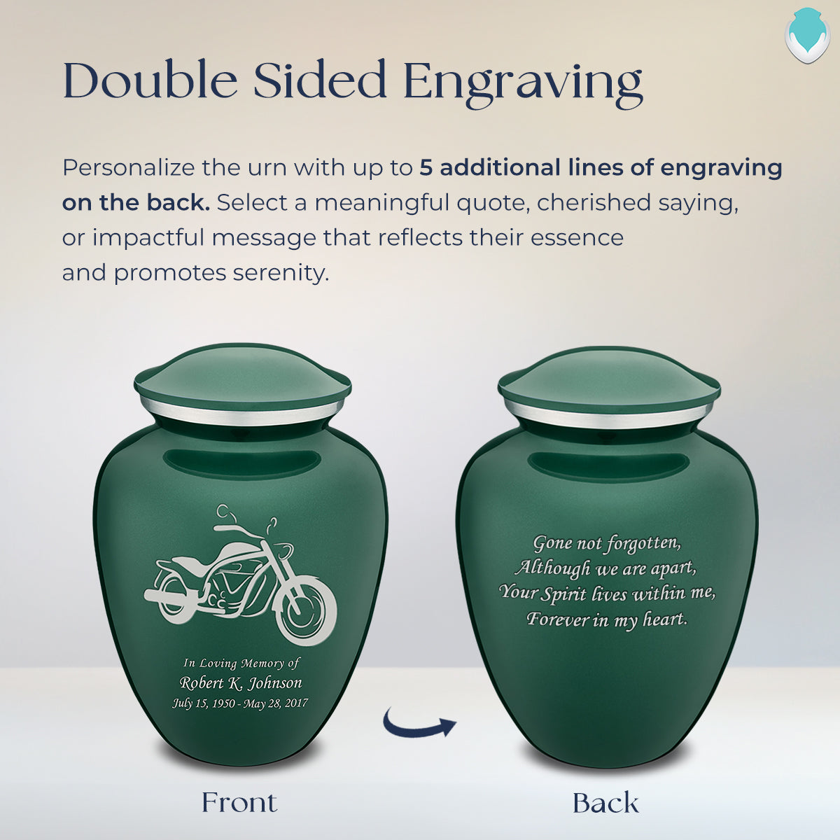 Adult Embrace Green Motorcycle Cremation Urn