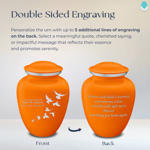 Adult Embrace Burnt Orange Doves Cremation Urn