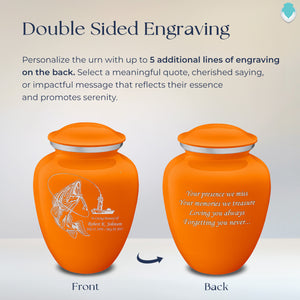 Adult Embrace Burnt Orange Fishing Cremation Urn