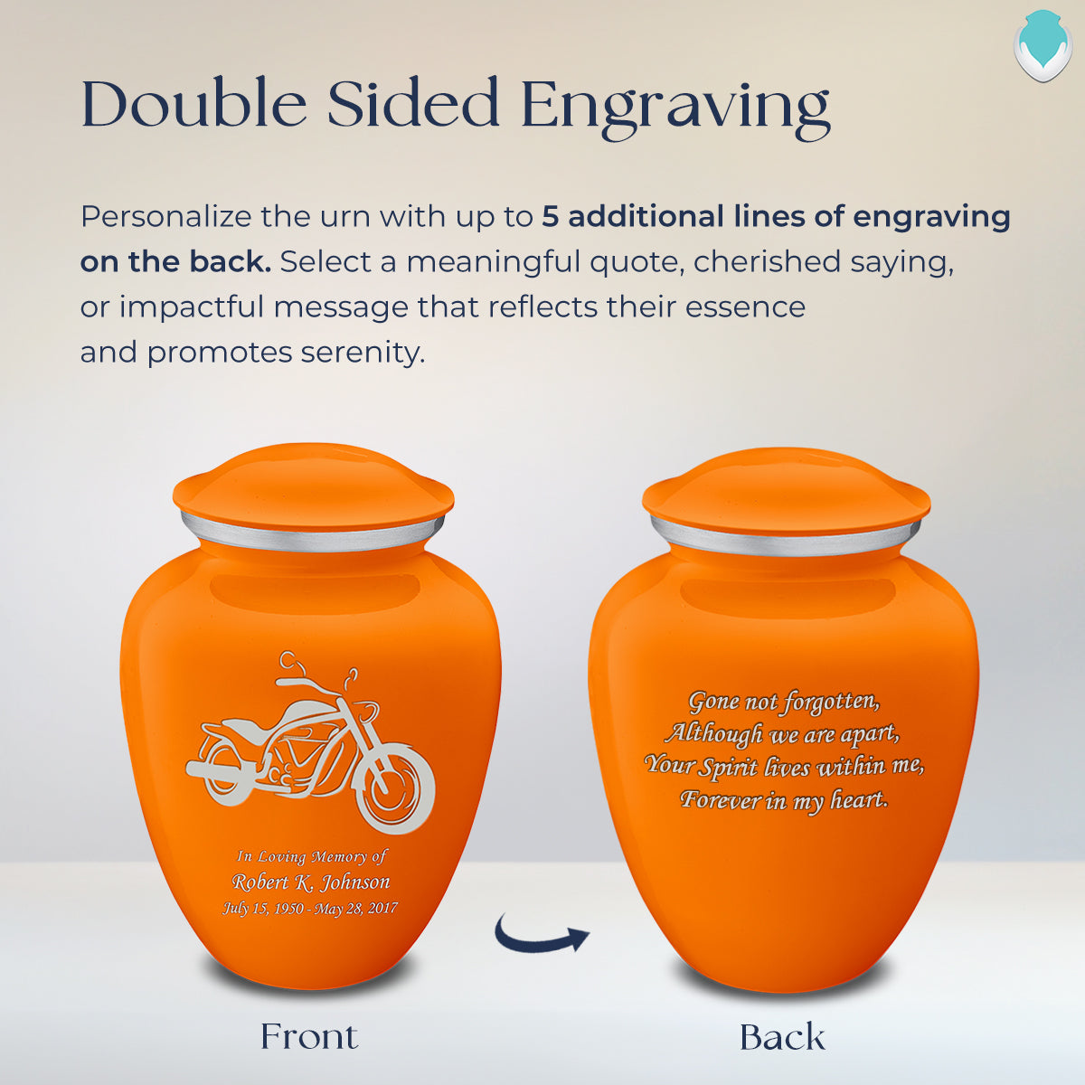 Adult Embrace Burnt Orange Motorcycle Cremation Urn