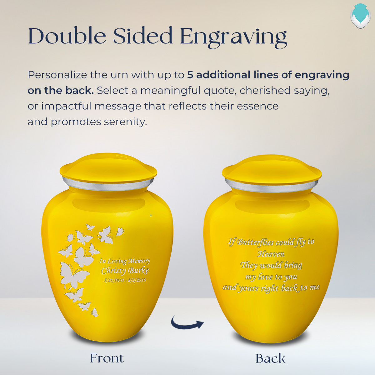 Adult Embrace Yellow Butterfly Cremation Urn