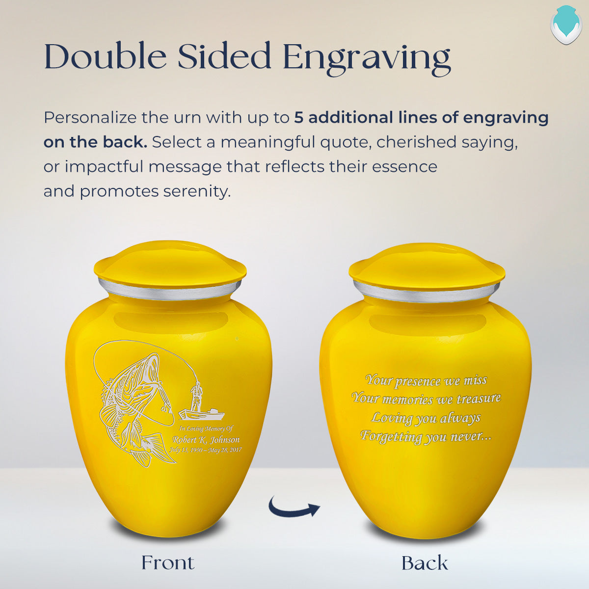 Adult Embrace Yellow Fishing Cremation Urn