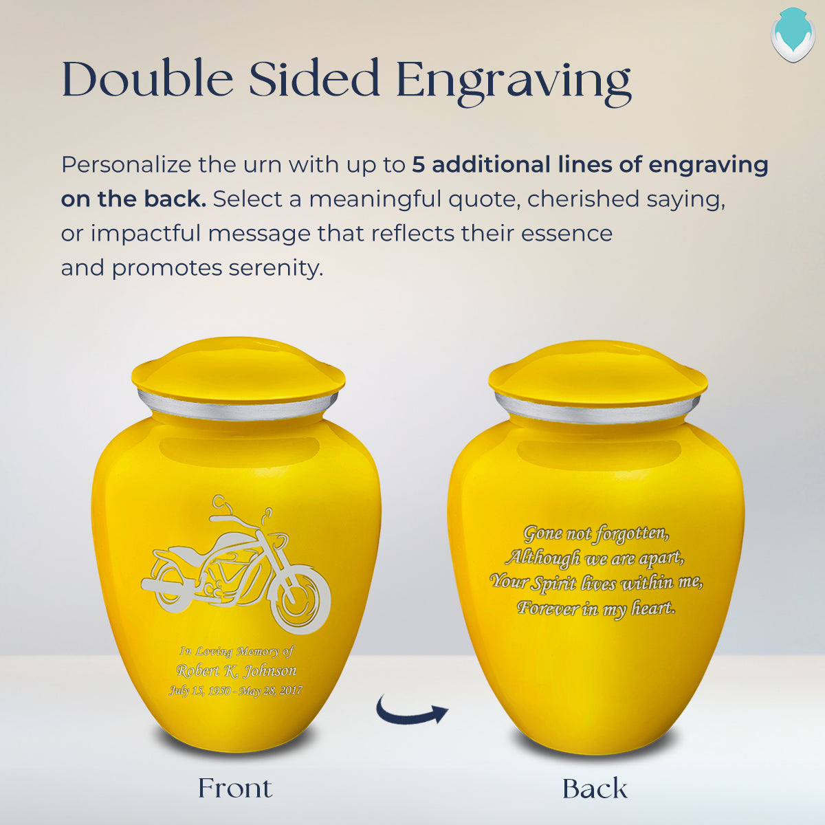 Adult Embrace Yellow Motorcycle Cremation Urn