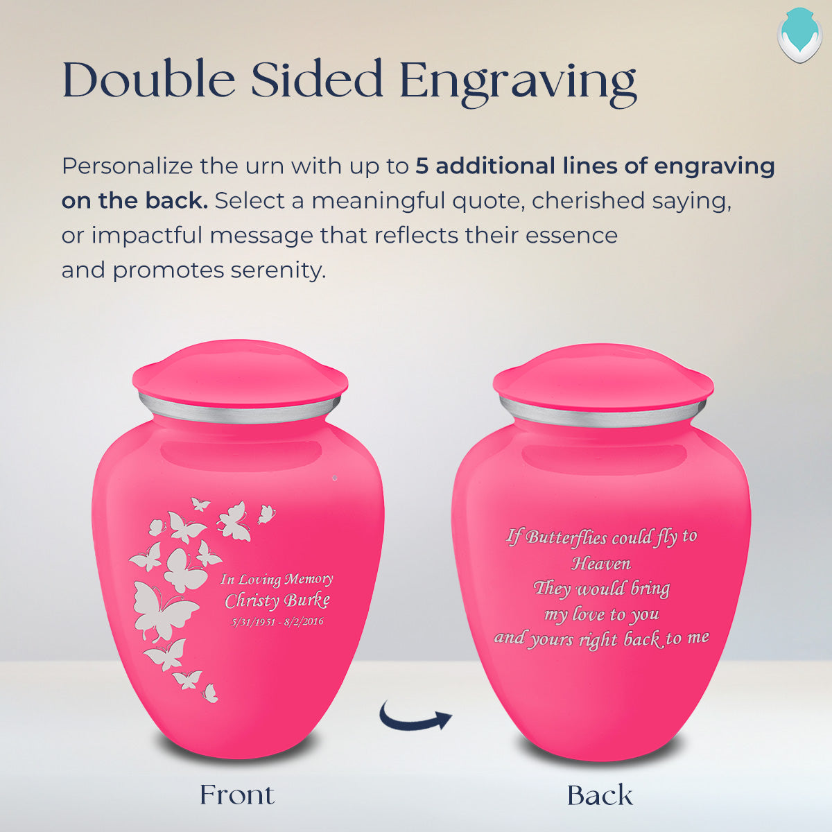 Adult Embrace Bright Pink Butterfly Cremation Urn