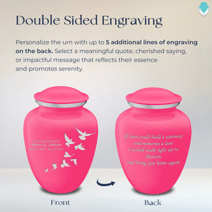 Adult Embrace Bright Pink Doves Cremation Urn