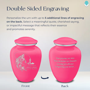 Adult Embrace Bright Pink Fishing Cremation Urn