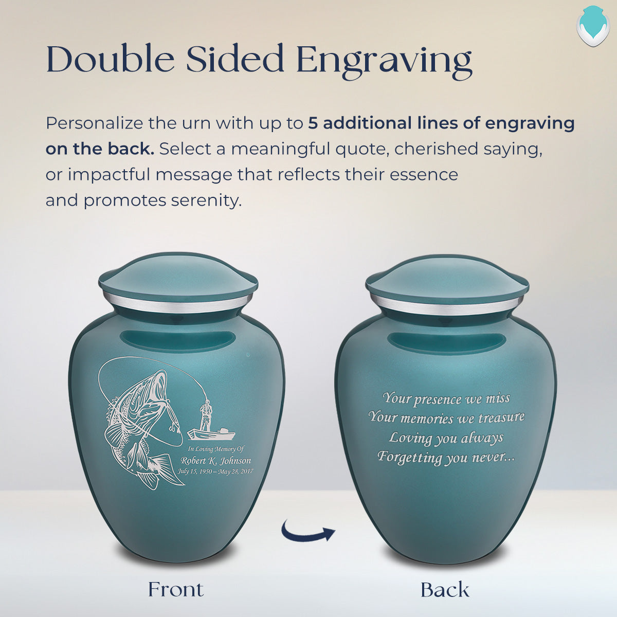 Adult Embrace Teal Fishing Cremation Urn