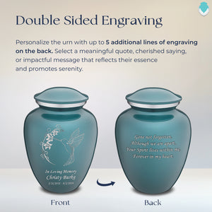 Adult Embrace Teal Hummingbird Cremation Urn