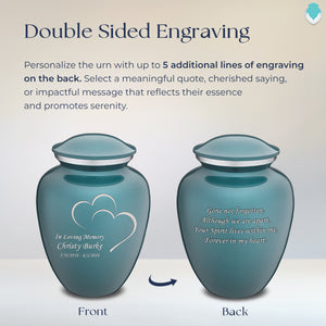 Adult Embrace Teal Hearts Cremation Urn