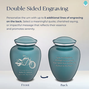 Adult Embrace Teal Motorcycle Cremation Urn