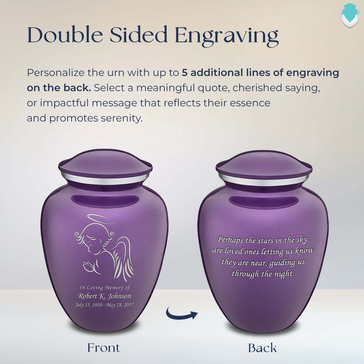 Adult Embrace Purple Angel Cremation Urn