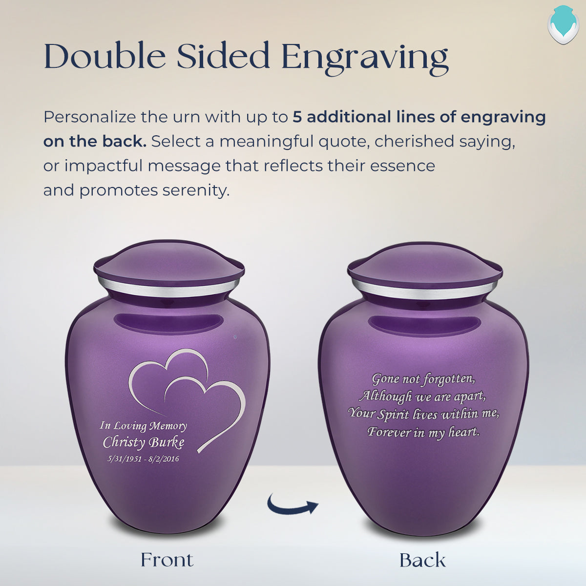 Adult Embrace Purple Hearts Cremation Urn