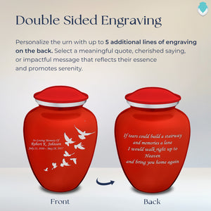 Adult Embrace Bright Red Doves Cremation Urn