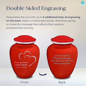 Adult Embrace Bright Red Hearts Cremation Urn