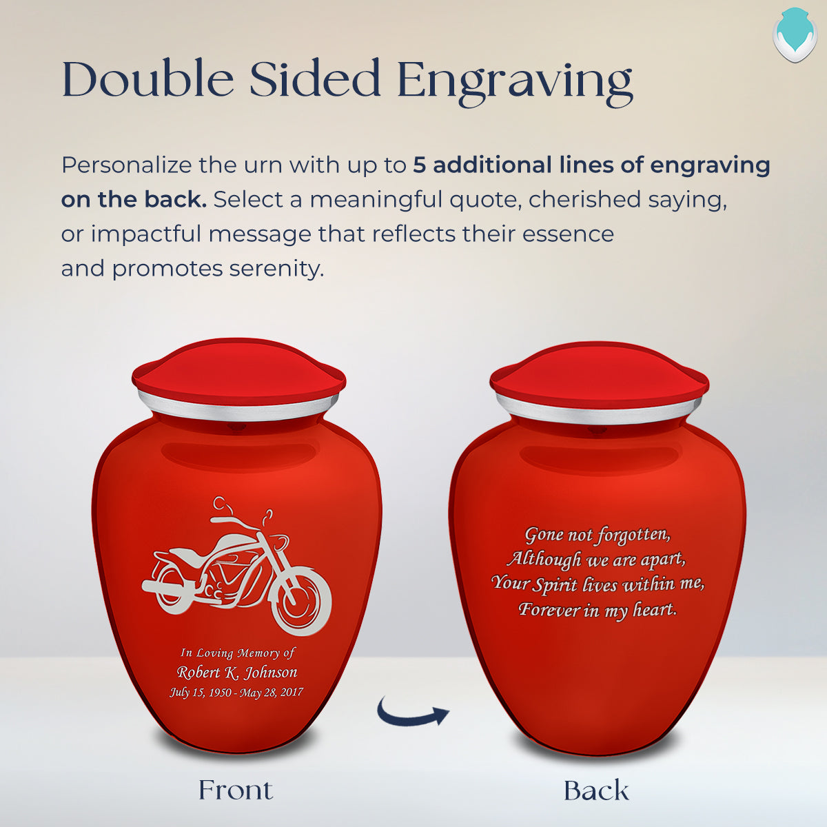 Adult Embrace Bright Red Motorcycle Cremation Urn